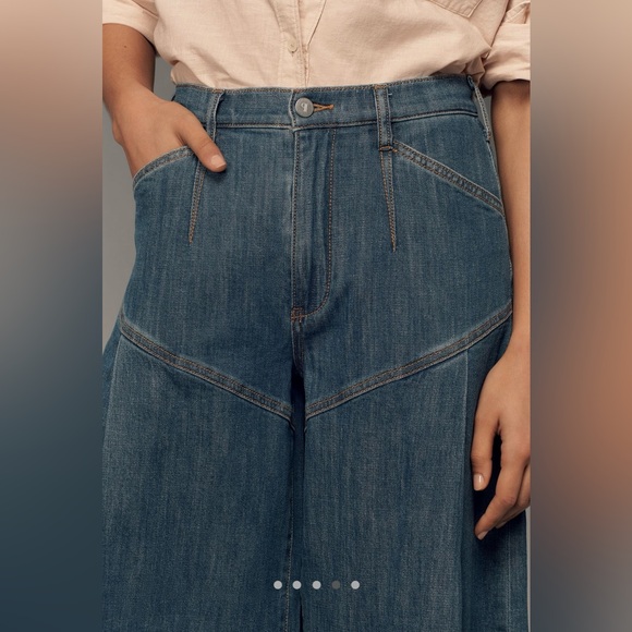 Anthropologie Pilcro Seamed Flounce high rise wide leg jeans - Picture 7 of 12